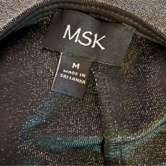 MSK Metallic Surplice Neck Jersey-Knit Midi Dress Silver Women’s Sz M - Picture 7 of 9